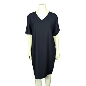 Chicos Shift Dress Swim Coverup Small Short Sleeve Minimalist Resort Chic Black
